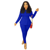 Solid Color Bat Sleeve Tight Blouse and Pant