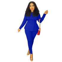 Solid Color Bat Sleeve Tight Blouse and Pant