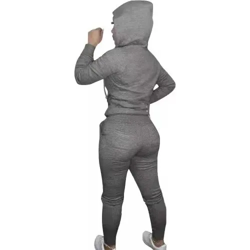 Grey Branded Clothings Embroidery Sportswear Casual Hoodie Pant Set