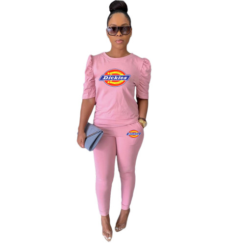 Casual Offset Printing Sets Womens Clothing with Pockets