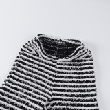 Spring Knitted Stripe Sexy Slim High Waist Pants