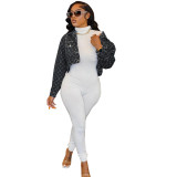 Casual Soft High-end Versatile Jacquard Denim Top Jacket