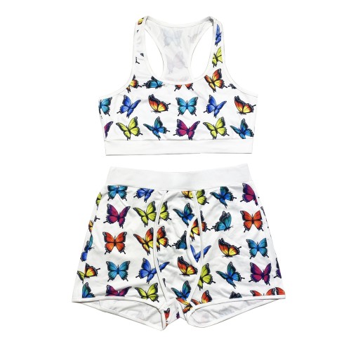 Sexy Graphic Print Yoga Tank Top Shorts Set