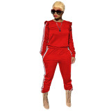 Casual Ribbon Fungus Shoulder Sports 2 Pcs Outfits