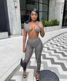 Always Overdressed Grey Mesh 2 PCS Set