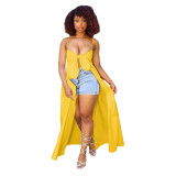 Yellow Sexy Straps Solid Heart Throb Top
