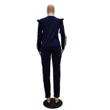 Casual Ribbon Fungus Shoulder Sports 2 Pcs Outfits
