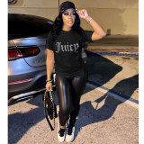 Black Short Sleeve Pullover Hot Drill T-shirt