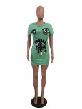 Casual Sequin Eye Mini Dress