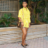 Summer Fashion Striped Printed Loose Shirt Two-Piece Set
