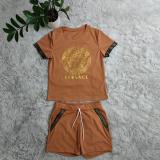 Summer Bronzing Casual Short Sleeve Shorts Set