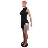 Casual Sleeveless Sequins Tassel Mini Dress