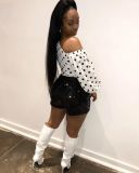 Printed Polka Dot Bubble Sleeve Top