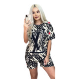 Copy Summer Slim Embroidered Short Sleeve Top + Shorts