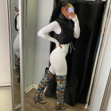 Solid Color Sleeveless Stand Collar Crop Vest Padded Jacket