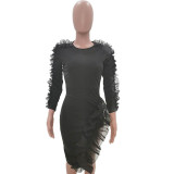Sexy Ruffles Sleeve Split Dress