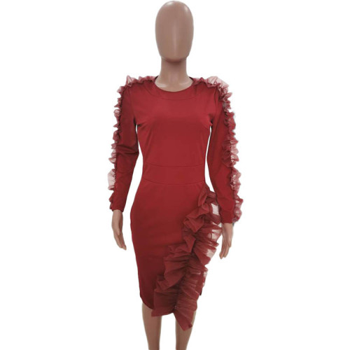 Sexy Ruffles Sleeve Split Dress