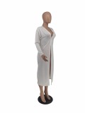 Solid Sheer Single-breasted V Neck Long Line Cardigan