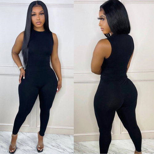 Solid Sleeveless Two Piece Ipresistible Set Black