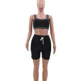 Pure Color Sports Vest 2 Pc Set with Pocket