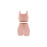 Casual Sports Double Vest and Shorts with Pocket
