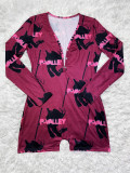 Casual Pattern Printed Loungewear Shorts Rompers