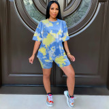 Casual Printed Tie-dye Two Short Set