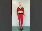 Color Block Patchwork Matching Women 2 Piece Set Spaghetti Strap Backless Crop Top & Buttons Up Pencil Trouser