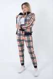 Fashion Sportswear Printing Letter Zipper Two Piece Set