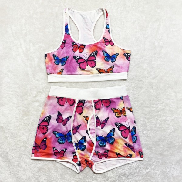 Sexy Graphic Print Yoga Tank Top Shorts Set