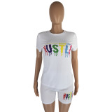 Summer Casual Print Two Piece Short Sets