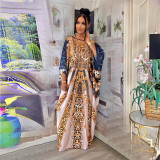 High Elasticity Softness Fat Woman Loose Positioning Printing Maxi Dress