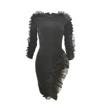Sexy Ruffles Sleeve Split Dress