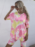 Casual Printed Tie-dye Two Short Set