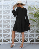 Women's Casual Dress Button Down Shift Tunic Short Sleeve Shift Ruffle V Neck Flowy Swing Dresses