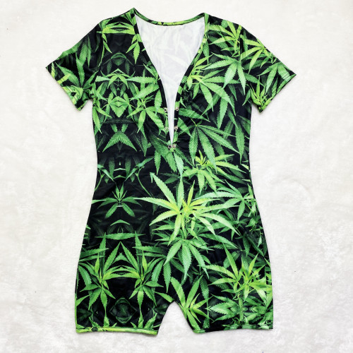 Casual Cartoon Printed Letters Home Short Jumpsuit