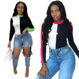 Casual New Ladies Color Matching T-shirt