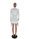 Digital Printed Colorful Lips Long Sleeve Club Dress