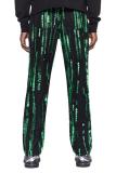 Men's and Women's Wearable Striped Print Letter Straight Zip-Up Jeans (with Four Pockets)