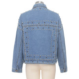 Washed Rivets Denim Cardigan Jacket