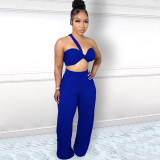 Sexy Halter Wrapped Top Wide-leg Pants Two Pieces