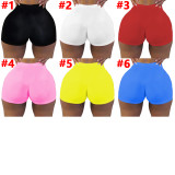 Black Solid Color Ladies Skinny Low Waist Shorts Yoga Pants