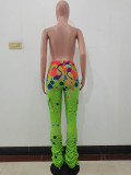 Casual Pleated Splash Ink Micro Horn Pants with Pocket