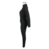 Solid Jacquard Butt Scrunch Zip Up Leggings Set