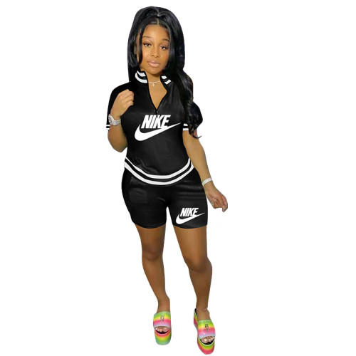 Brand Embroidery Letter 2 Pcs Short Set