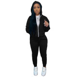Women's Zipper Long Sleeve Sweatsuits Tracksuits Pockets Hoodie with Sweatpants Set Two Piece Outfit