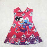 Sexy Loungewear Summer Cartoon Pattern Printed Spaghetti Strap Homewear Dress