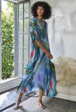 Summer Print V Neck Beach Robe