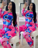 Casual Cartoon Print Home Wear Long Sleeve Pajamas Loungewear Women Sets