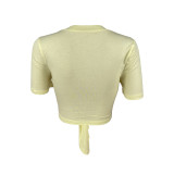 Summer Cross Leather Embroidery Hollow Bandage Shirt